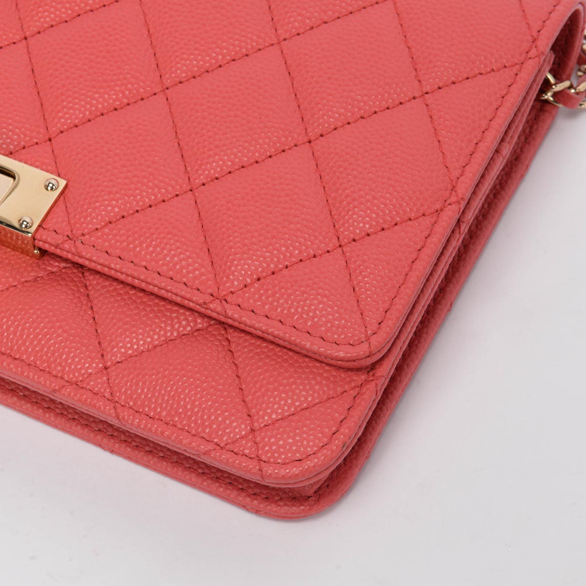 Chanel Pink Quilted Caviar Golden Class Wallet On Chain