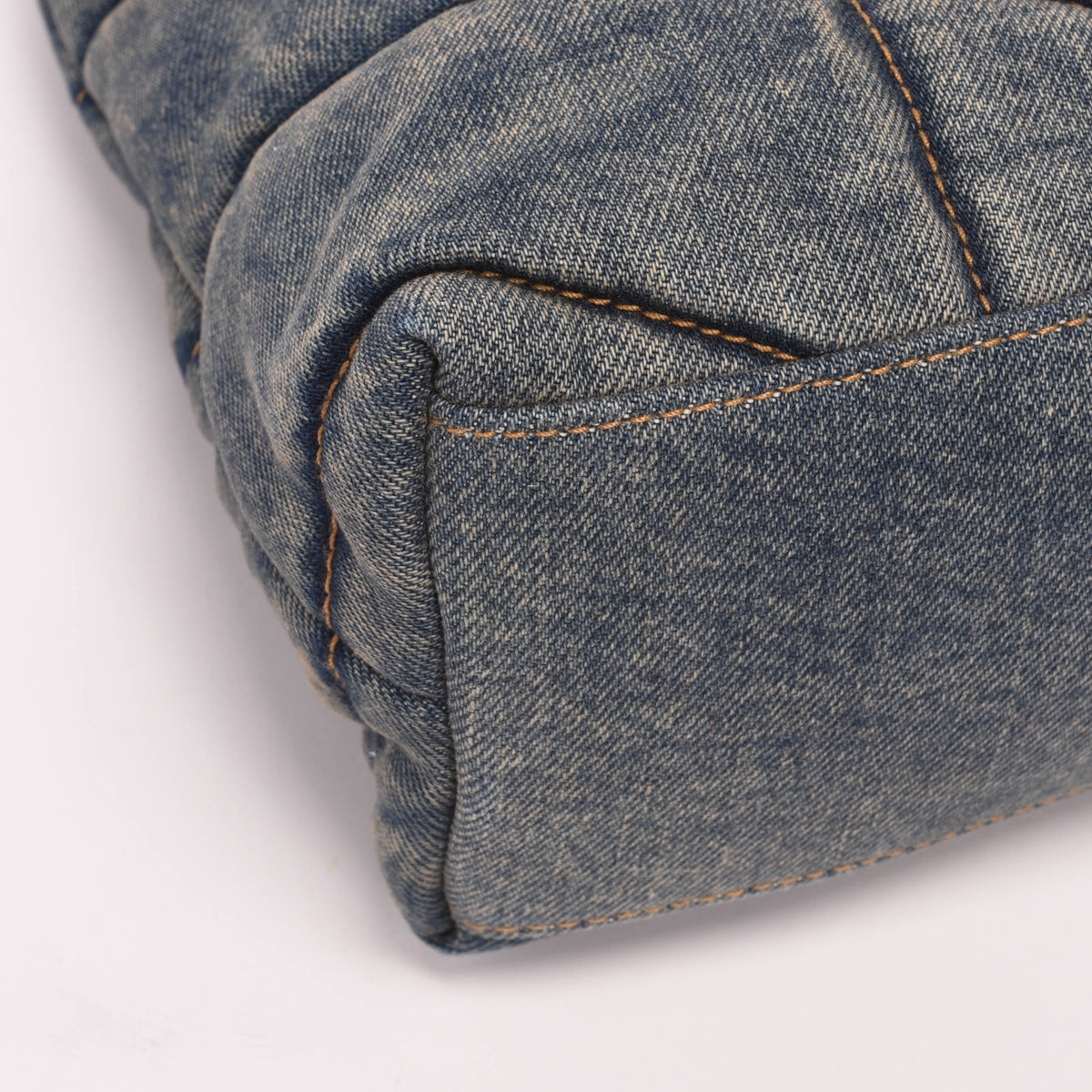 Saint Laurent Washed Blue Denim Small Puffer Lou Bag