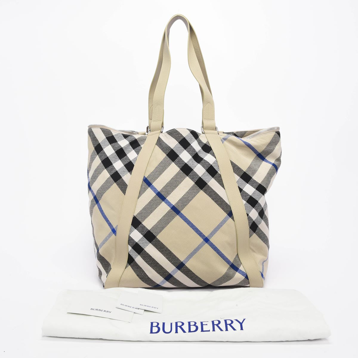 Burberry Beige Jacquard Check Large Festival Tote