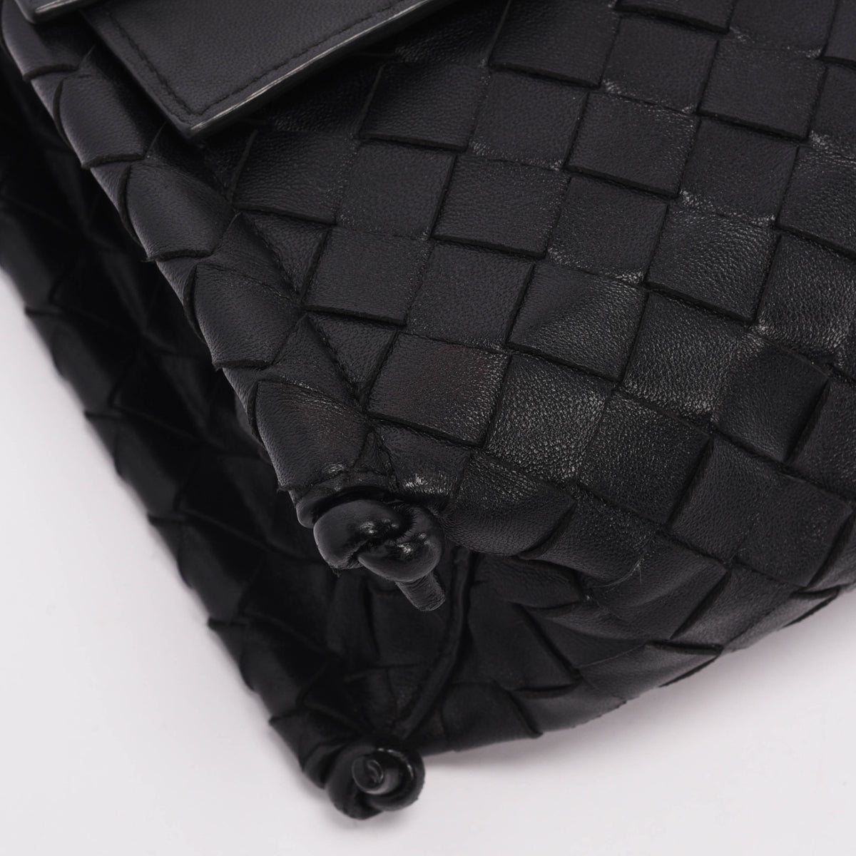Bottega Veneta Black Intrecciato Small BV Fold Bag