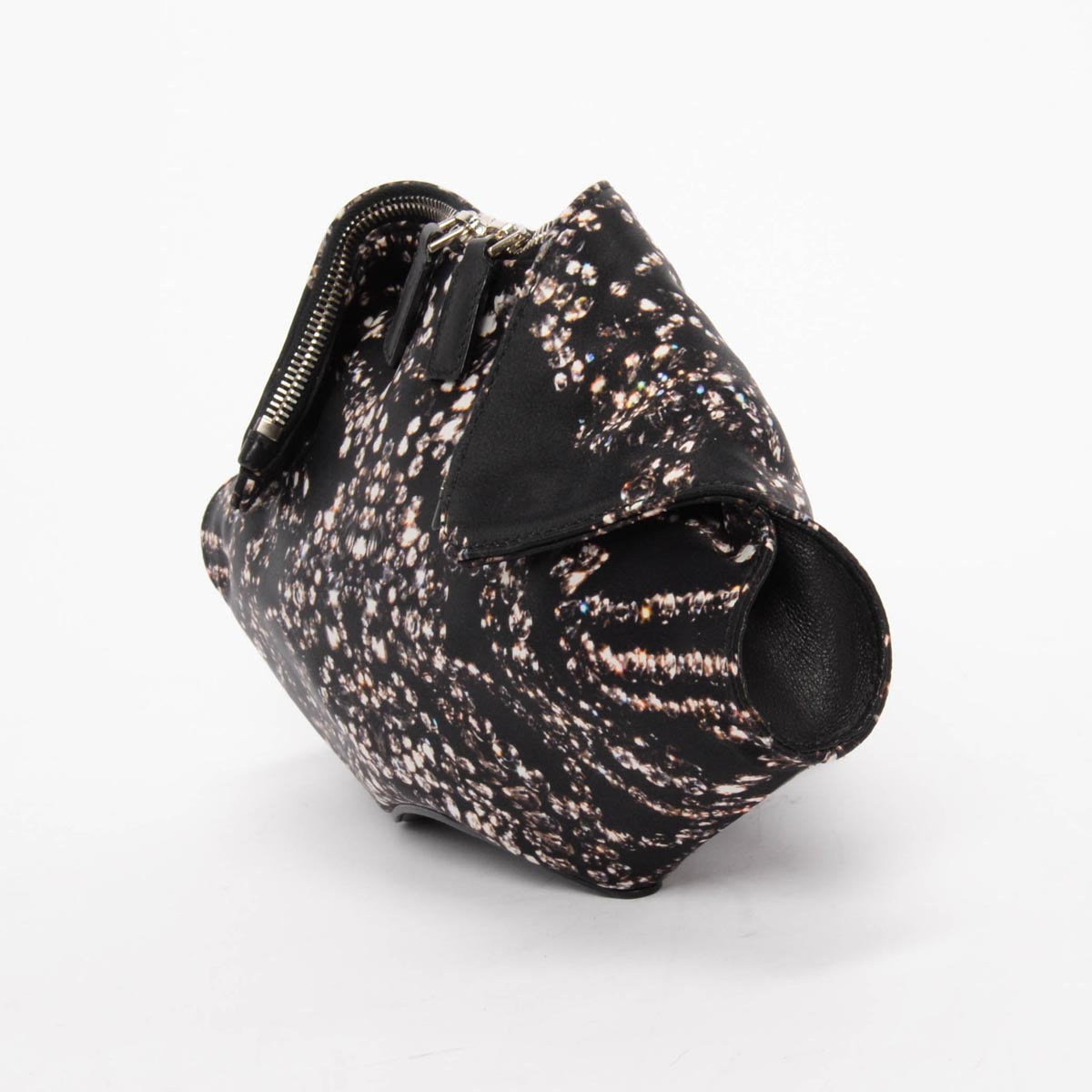 Alexander McQueen Black Satin Jewellery Print De Manta Clutch