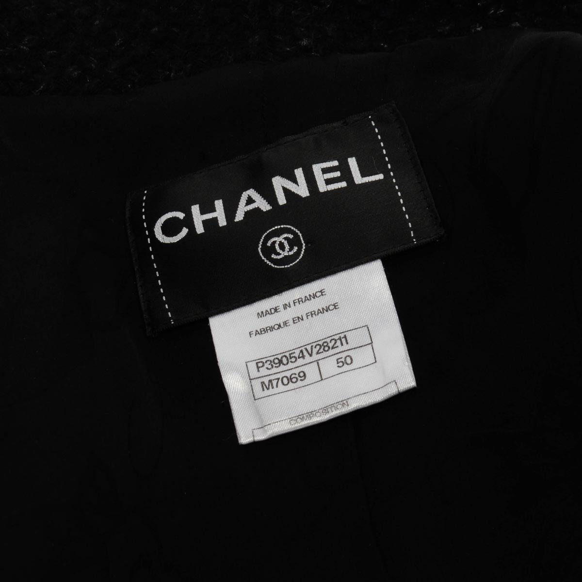 Chanel Black Boucle Tweed Single Breasted Blazer FR 50