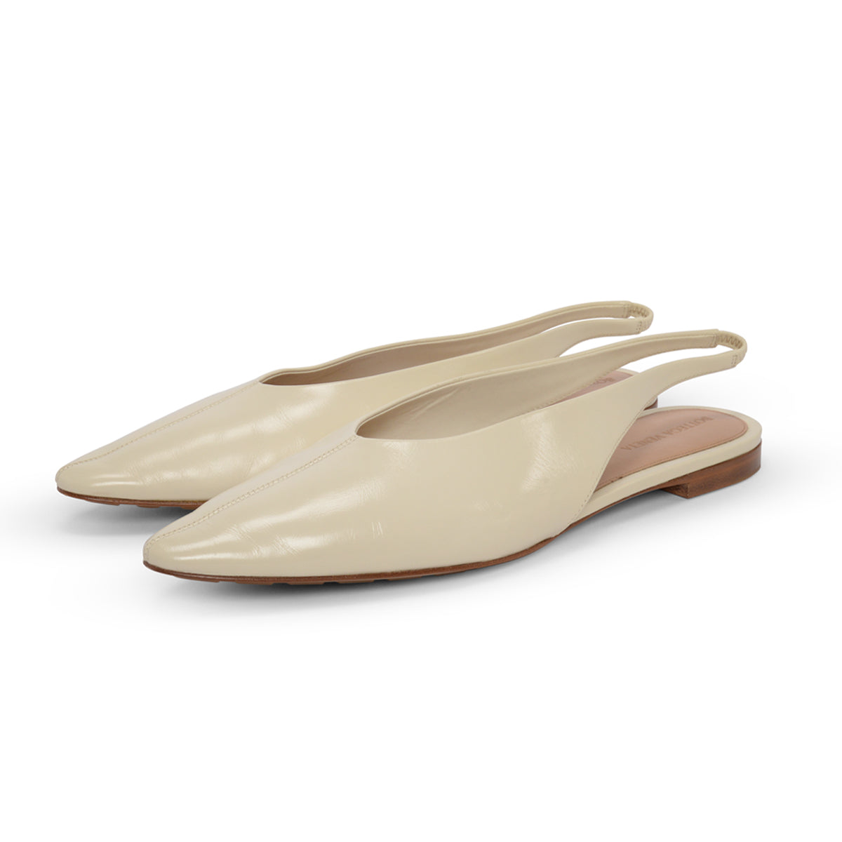 Bottega Veneta Ivory Shiny Calfskin Sofia Slingback Flats 41