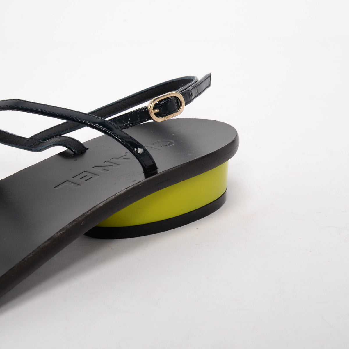 Chanel Green Patent CC Thong Sandals 37