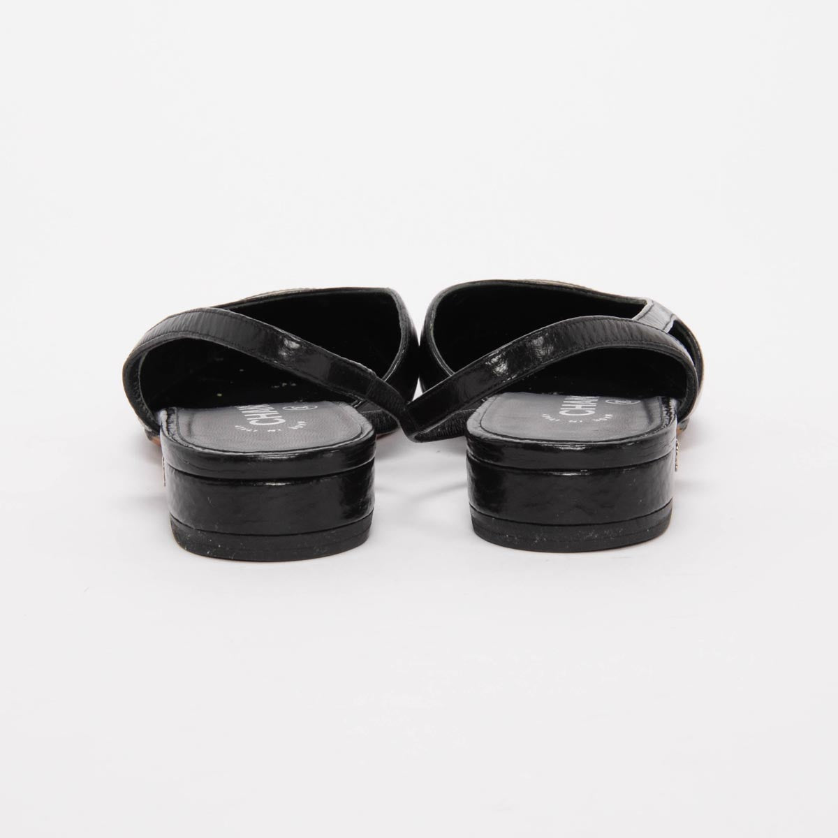 Chanel Black Aged Calfskin Cap Toe Slingbacks 36