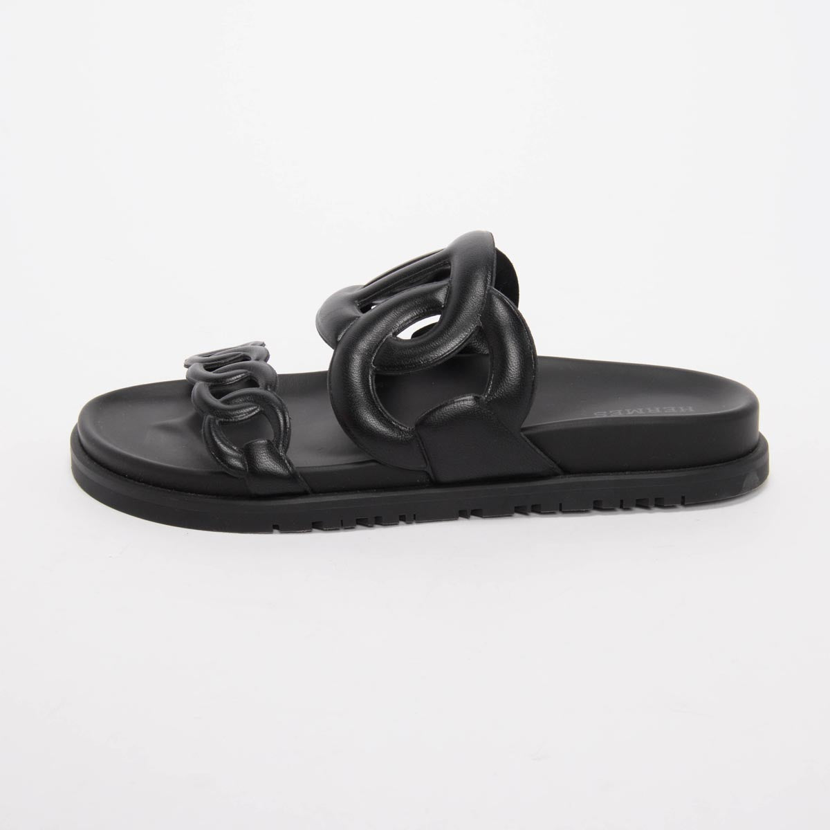 Hermes Black Nappa Leather Extra Sandals 36