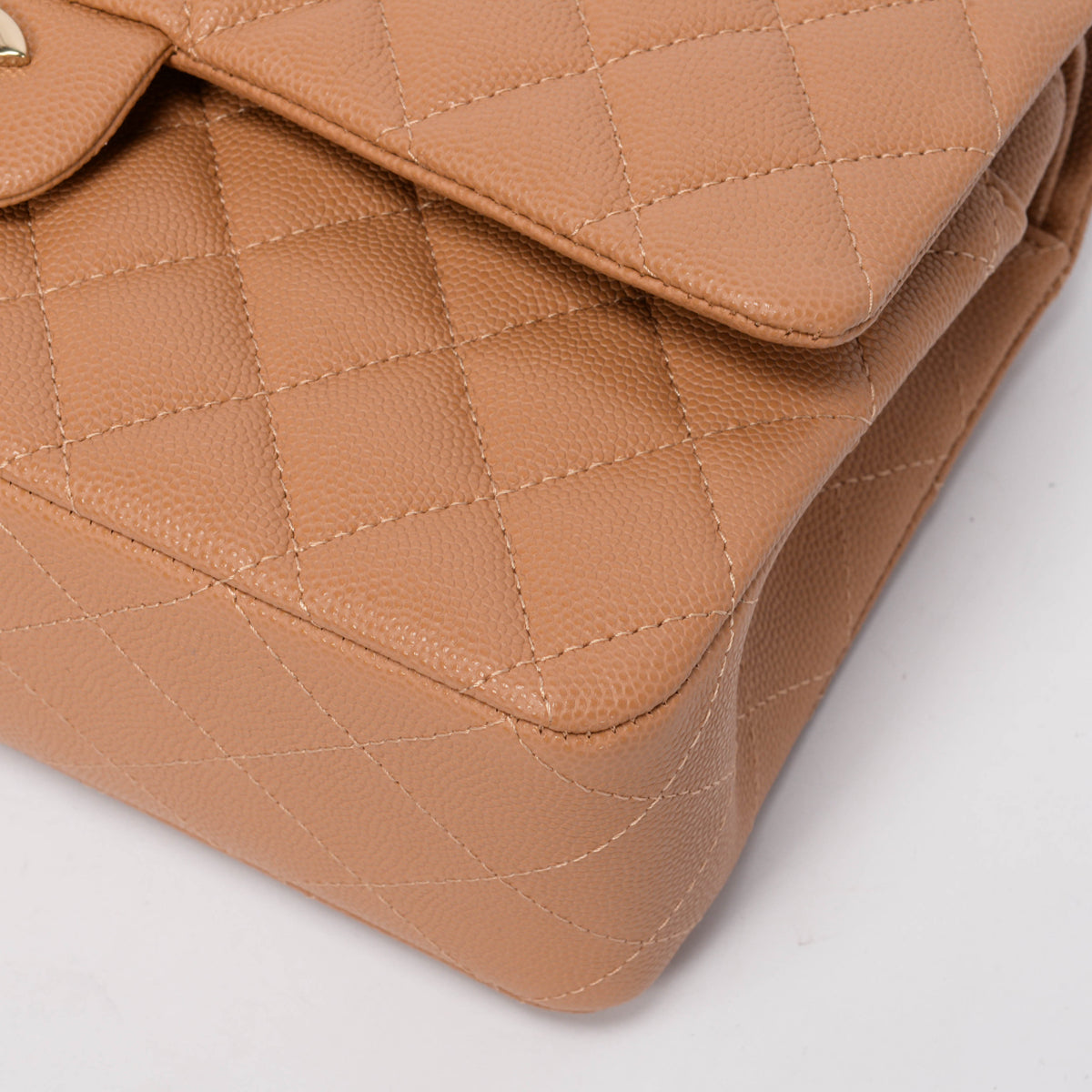 Chanel Dark Beige Caviar Medium Classic Flap Bag LGHW