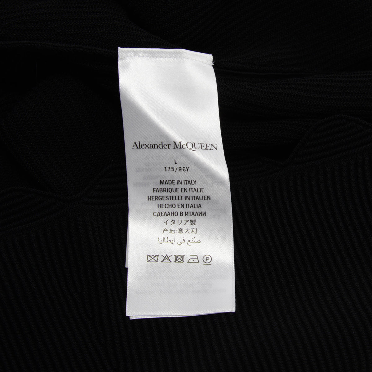 Alexander McQueen Black Ribbed Knit Lace Sleeve Dress L