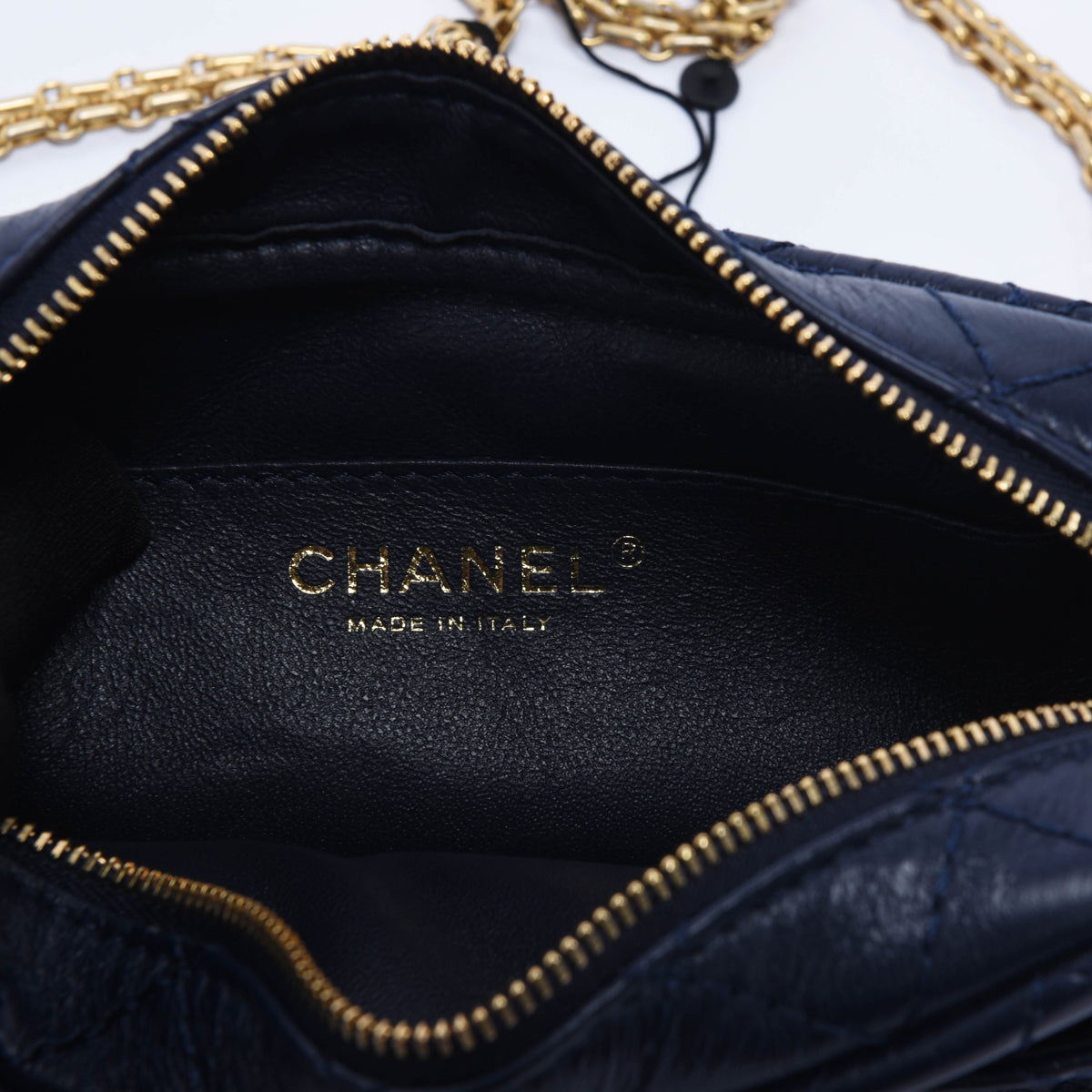 Chanel Navy Aged Quilted Calfskin Mini Reissue Camera Case