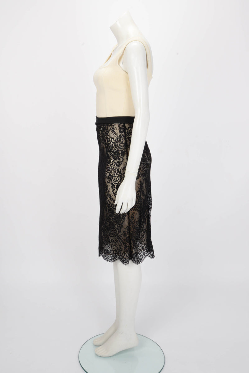 Alexander McQueen Black Lace Obsession Sheer Pencil Skirt IT 38