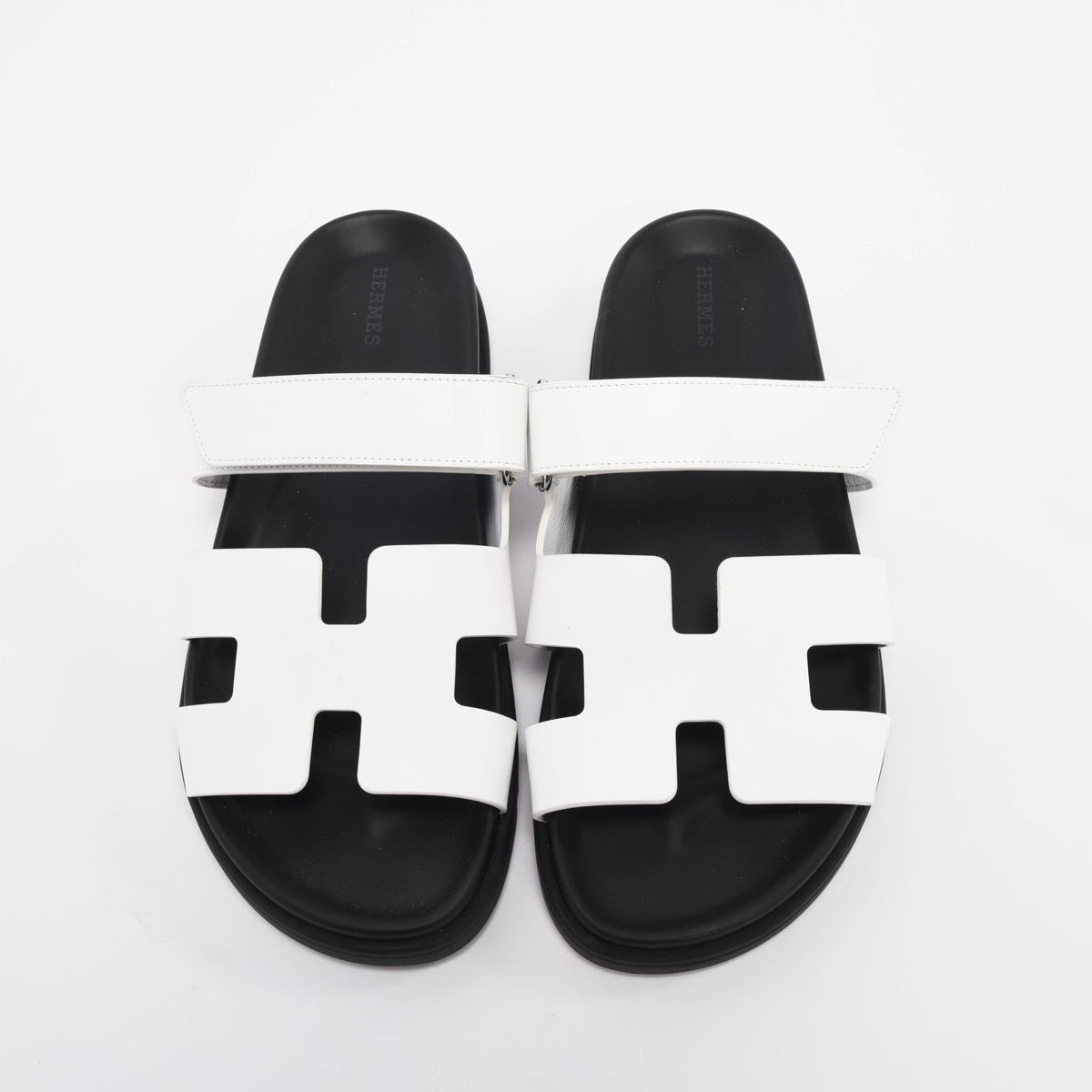 Hermes White Calfskin Chypre Sandals 41