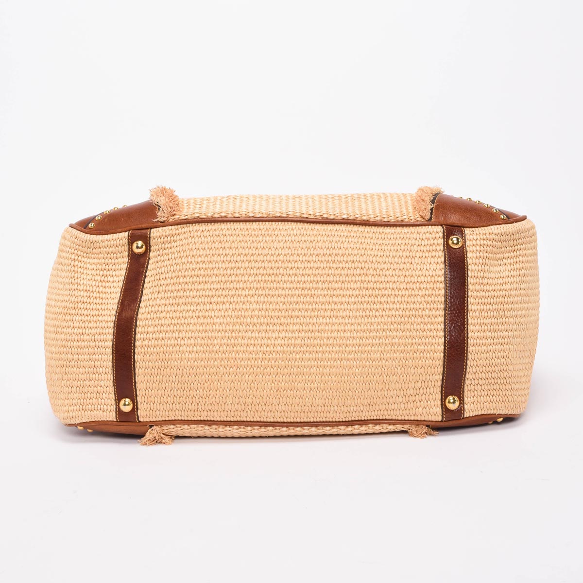 Prada Brown Raffia & Leather Large Tote