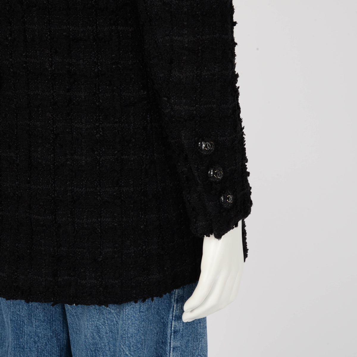 Chanel Black Fantasy Tweed D.B. Jacket FR 34