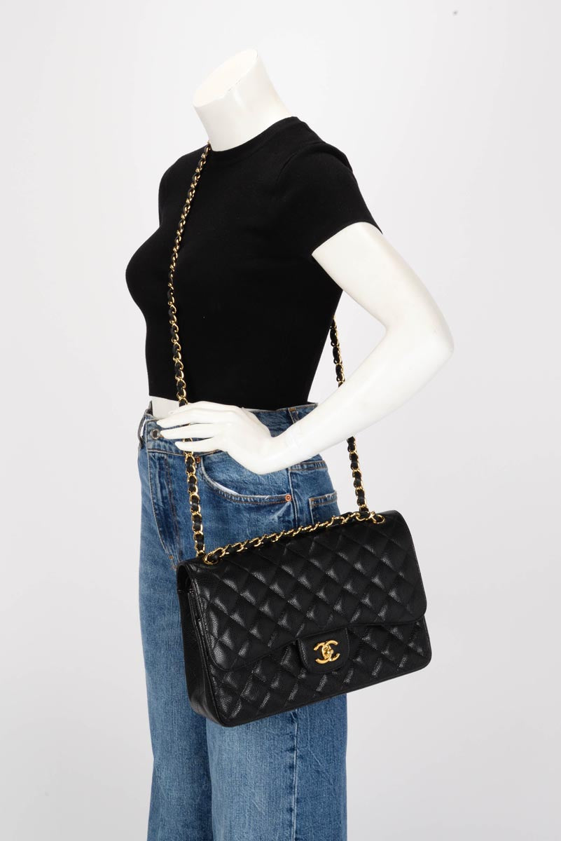 Chanel Black Quilted Caviar Large Classic Flap Bag