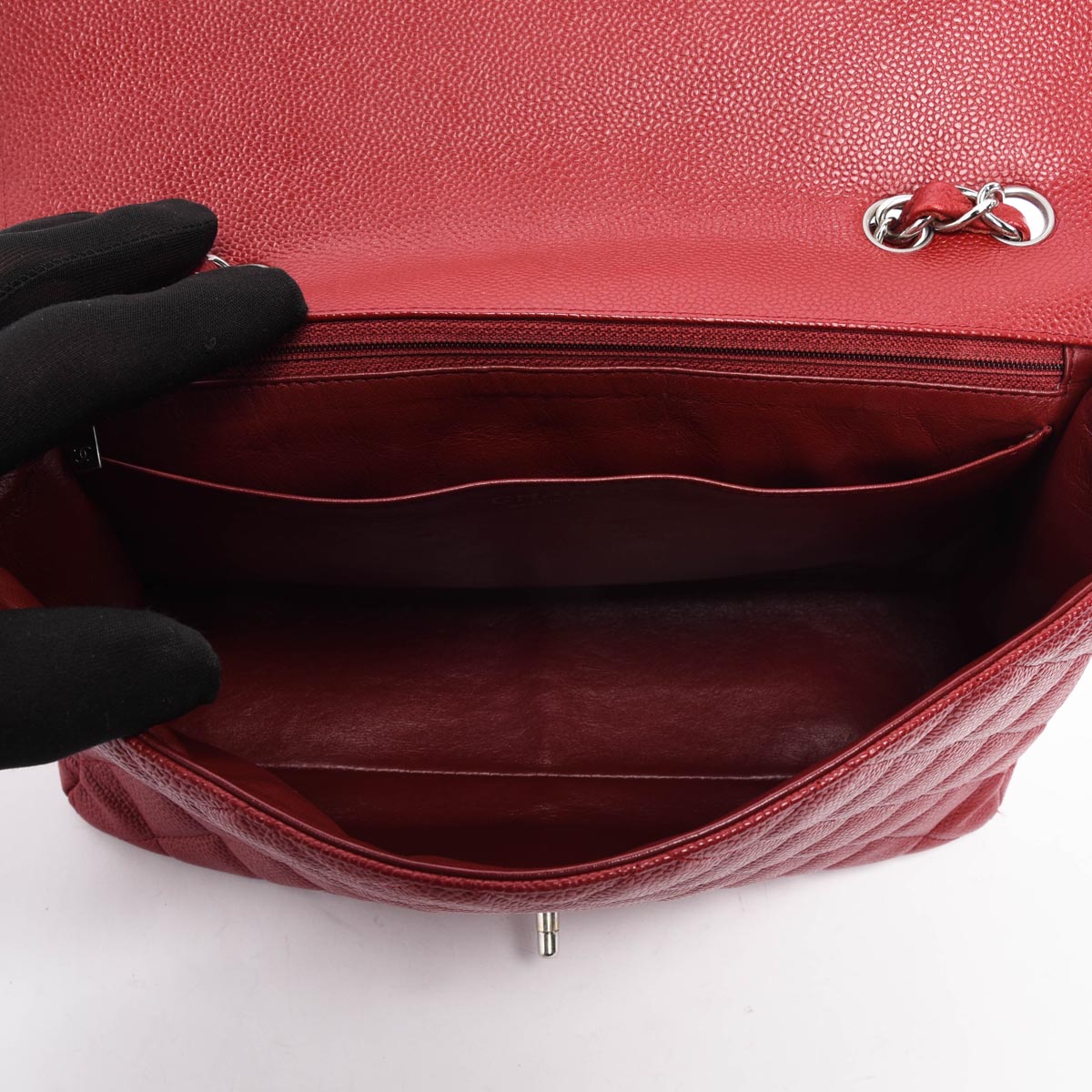 Chanel Dark Red Caviar Large Classic Single Flap Bag