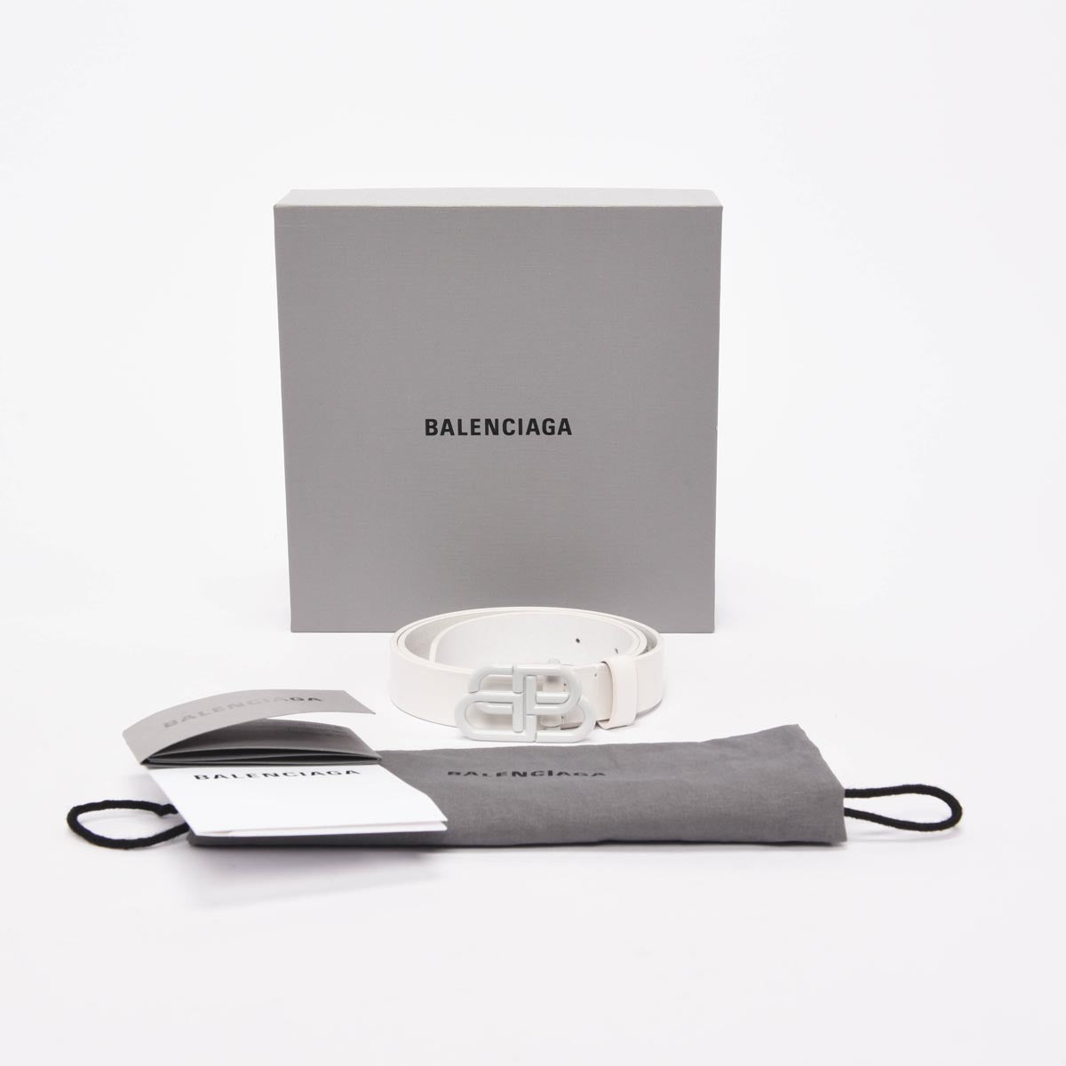 Balenciaga White Calfskin BB Belt