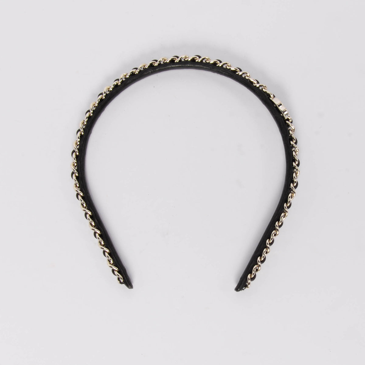Chanel Black Lambskin CC Turnlock Chain Headband