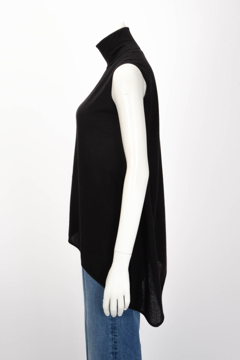 Hermes Black Cashmere & Silk Asymmetric S/Less Top M
