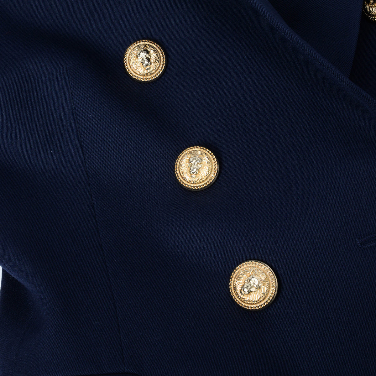 Balmain Navy Wool Classic DB Blazer FR 40