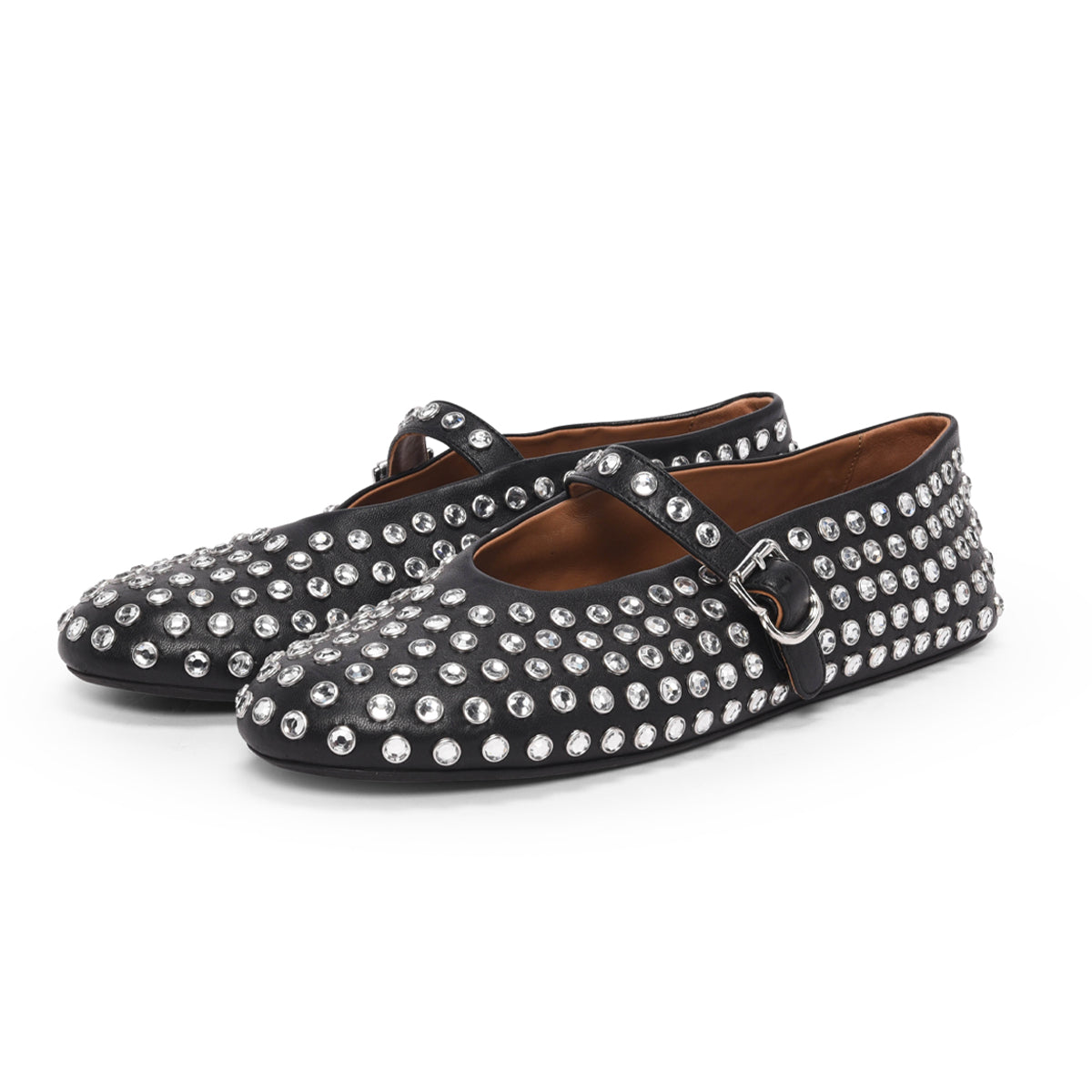 Alaia Black Crystal Embellished Lambskin Ballet Flats 41