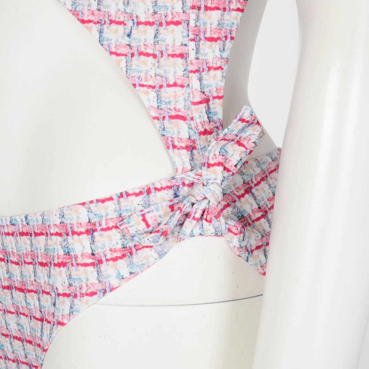 Chanel Tweed Print Cut-Out One Piece Swimsuit FR 40