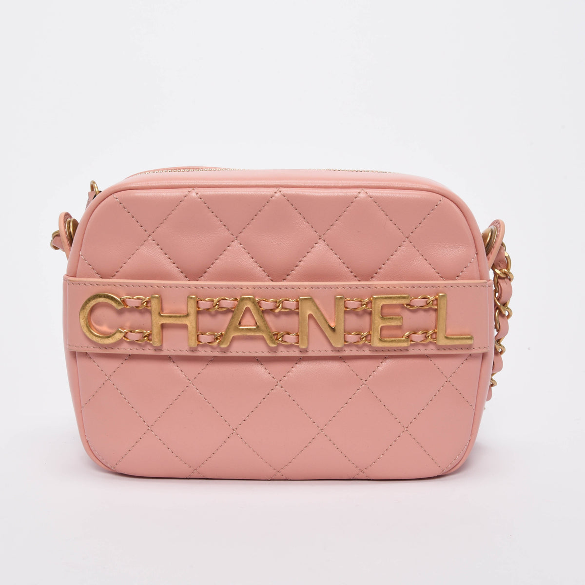 Chanel Pink Quilted Calfskin Enchained Camera Bag