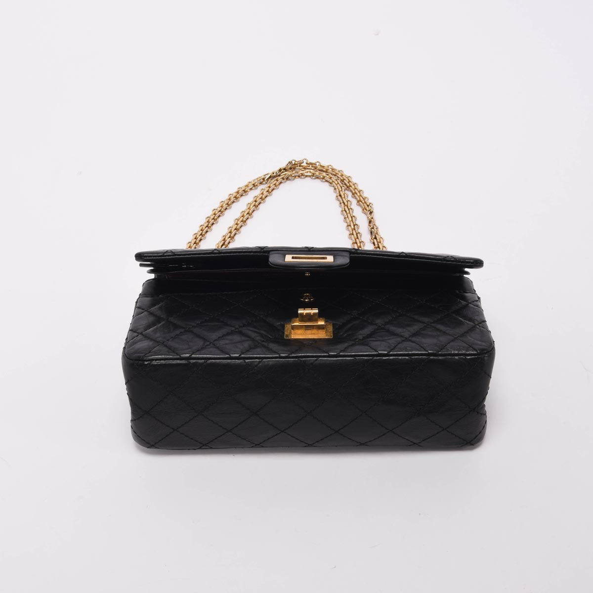Chanel Black Distressed Calfskin 2.55 Reissue 225 Flap Bag