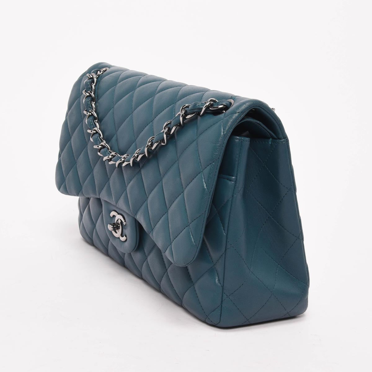 Chanel Teal Quilted Lambskin Large Classic Double Flap Bag