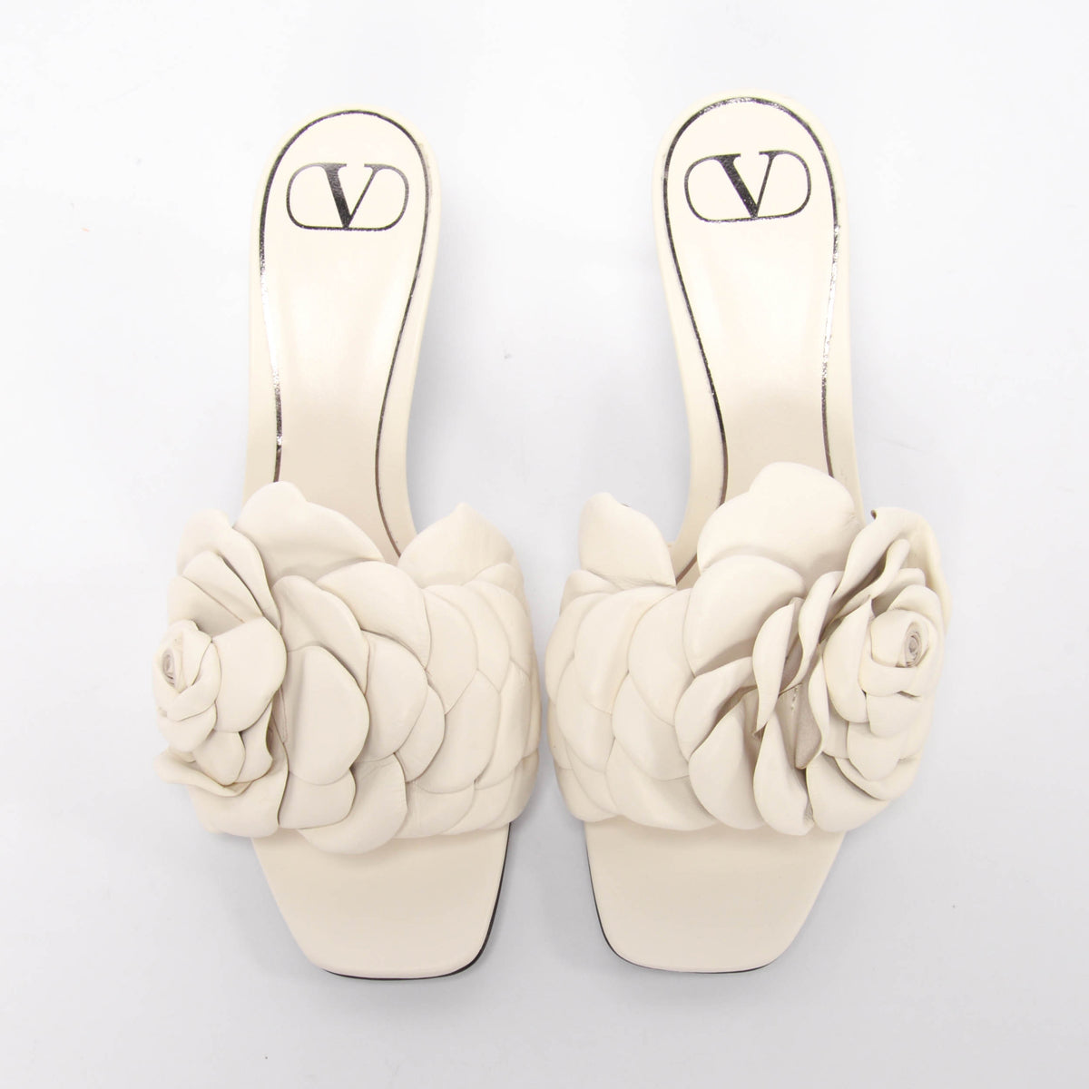 Valentino White Nappa Atelier Rose Sandals 37