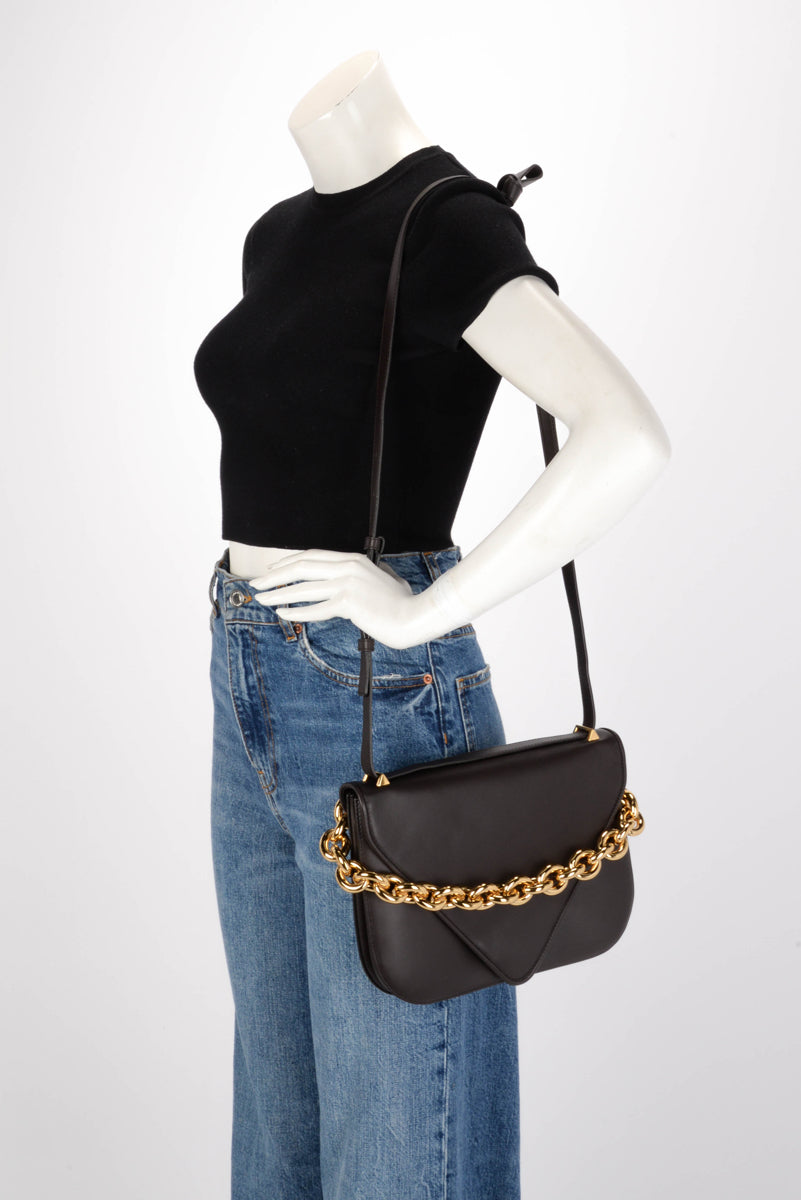 Bottega Veneta Dark Brown Calfskin Large Mount Bag