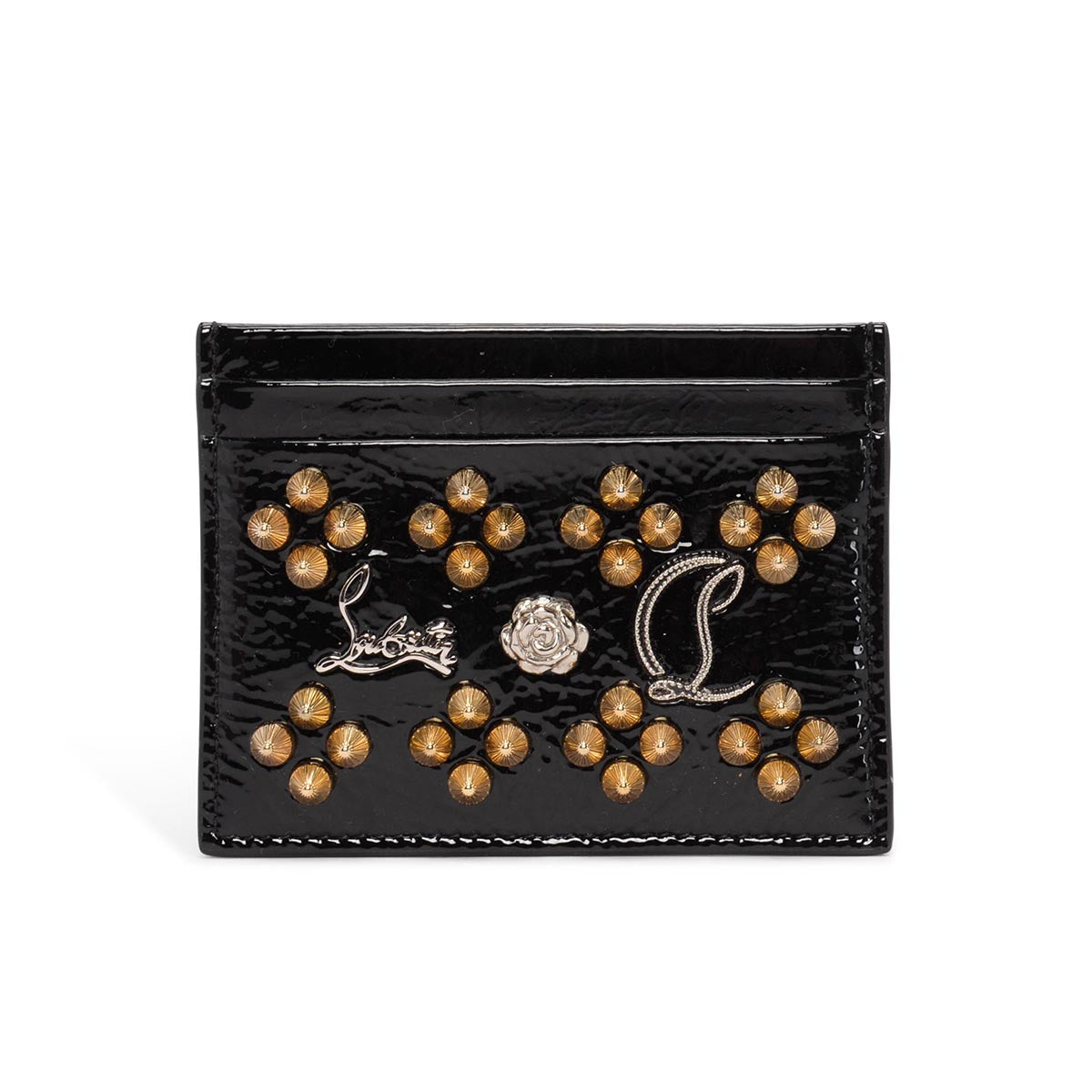 Christian Louboutin Black Patent Studded Card Holder