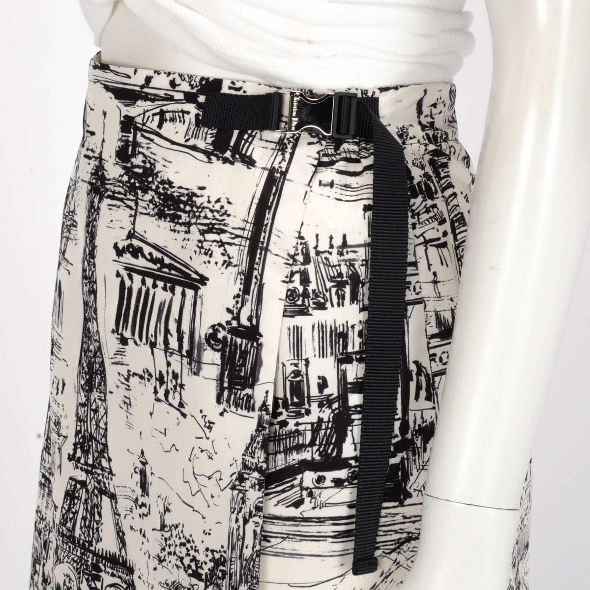 Dior Black & White Nylon Graphic Print Skort FR 38
