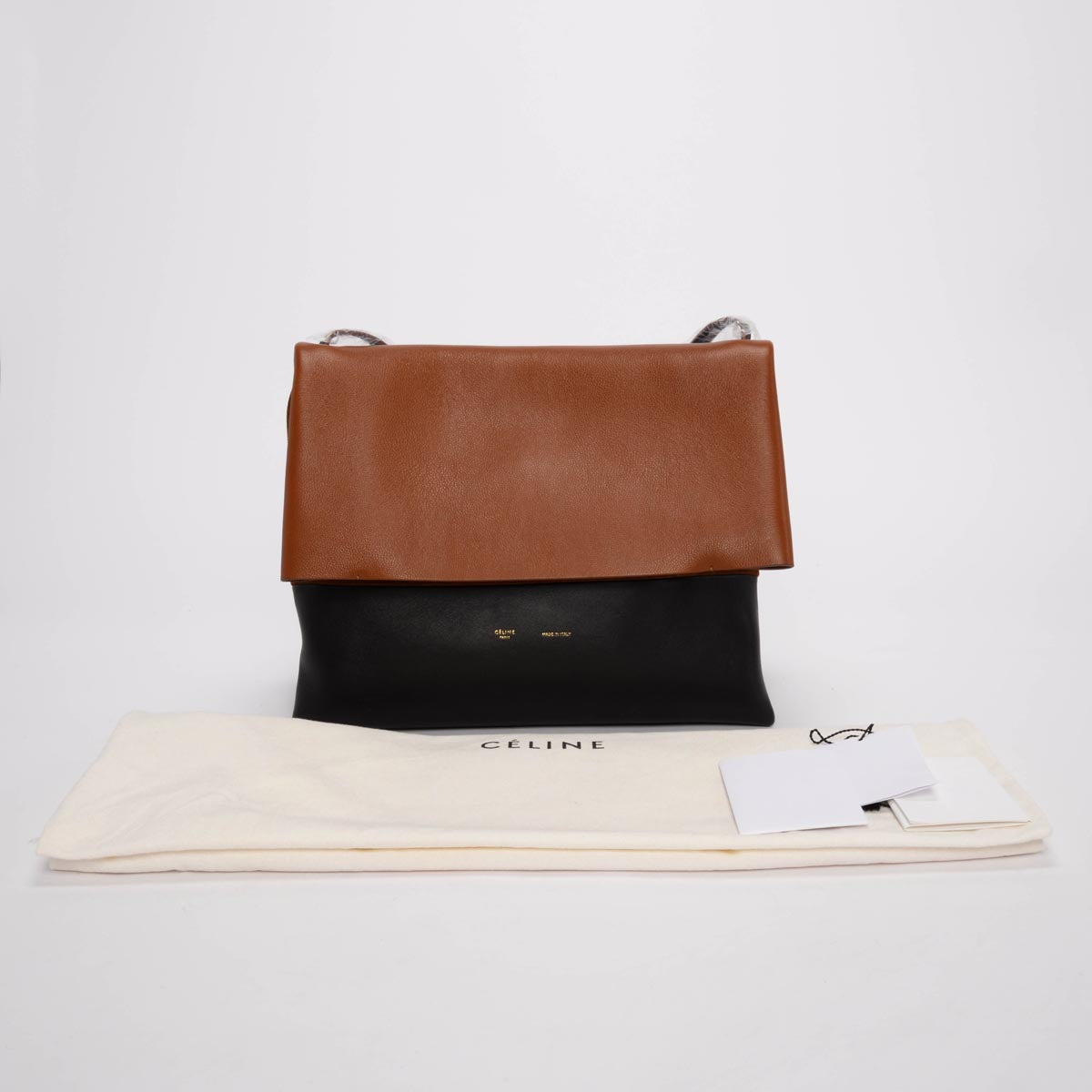 Celine Tan & Black Calfskin All Soft Shoulder Bag