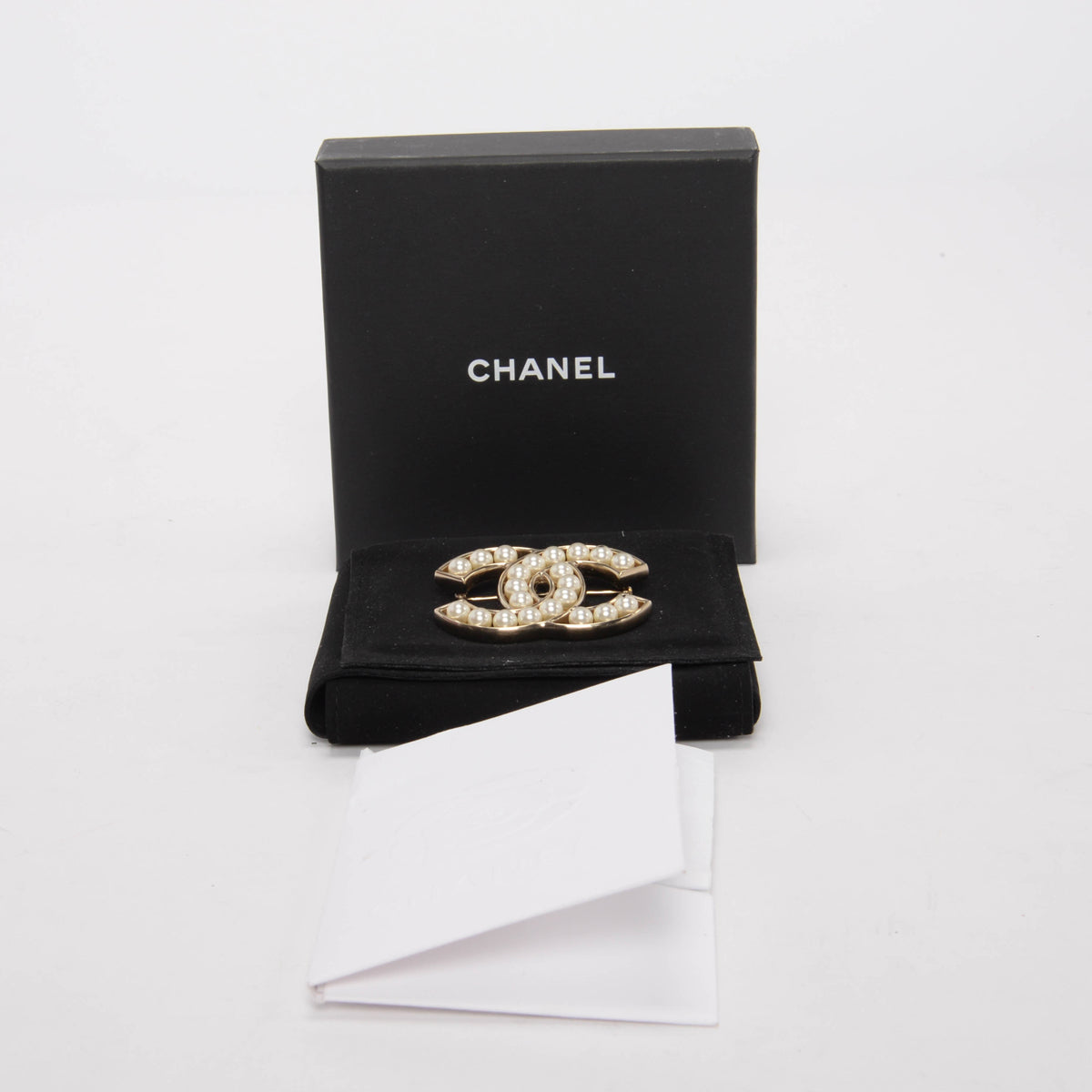 Chanel Light Gold Pearl CC Brooch