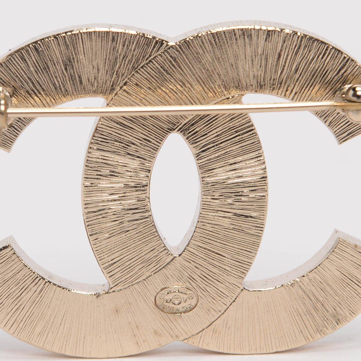 Chanel Silver & Gold Quilted CC Brooch
