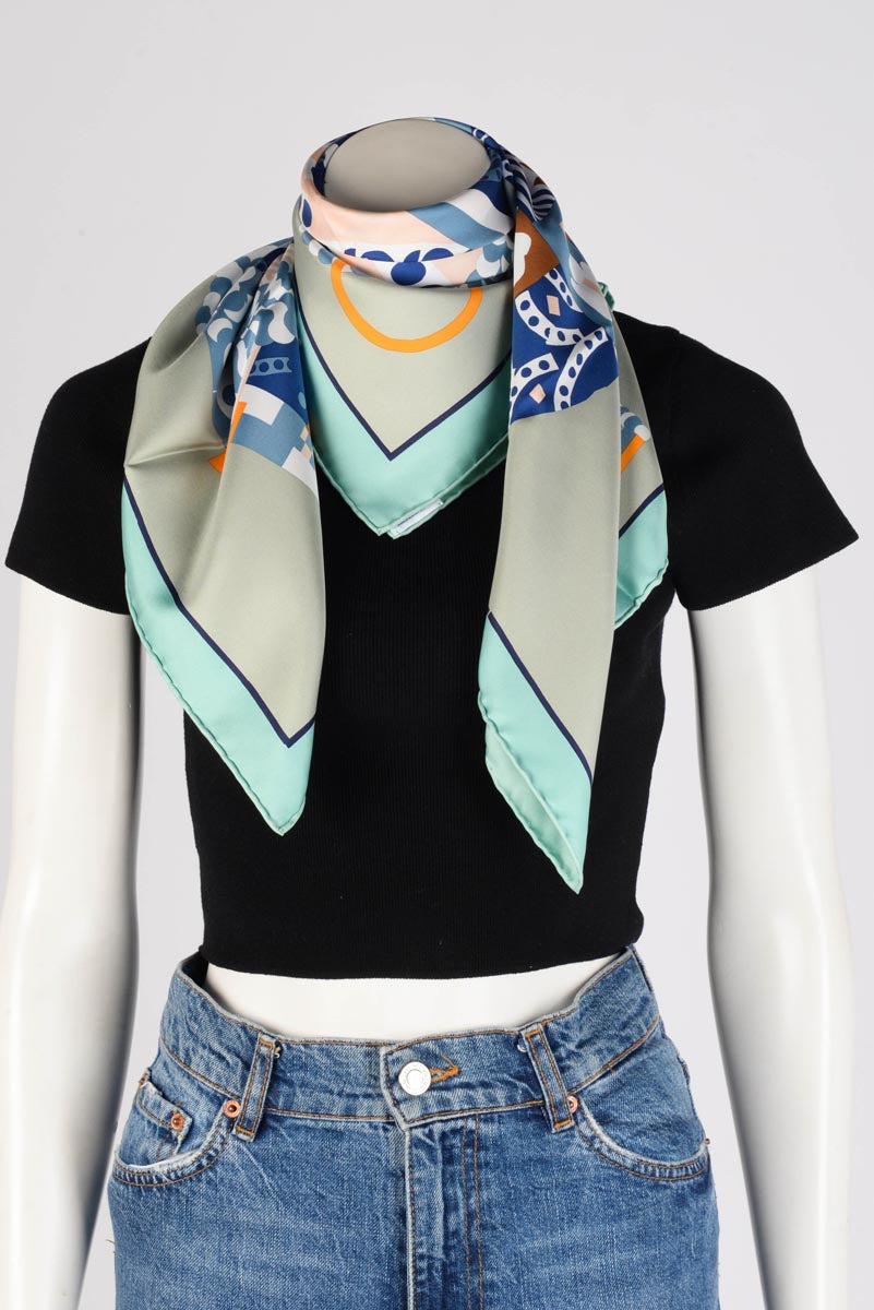 Hermes Vert Amande Silk Silla de Gaucho Scarf 90