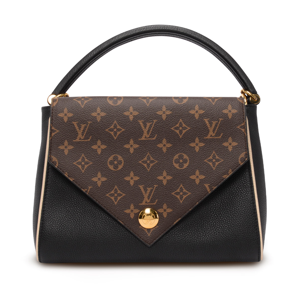 Louis Vuitton Black & Monogram Grained Calfskin Double V Bag