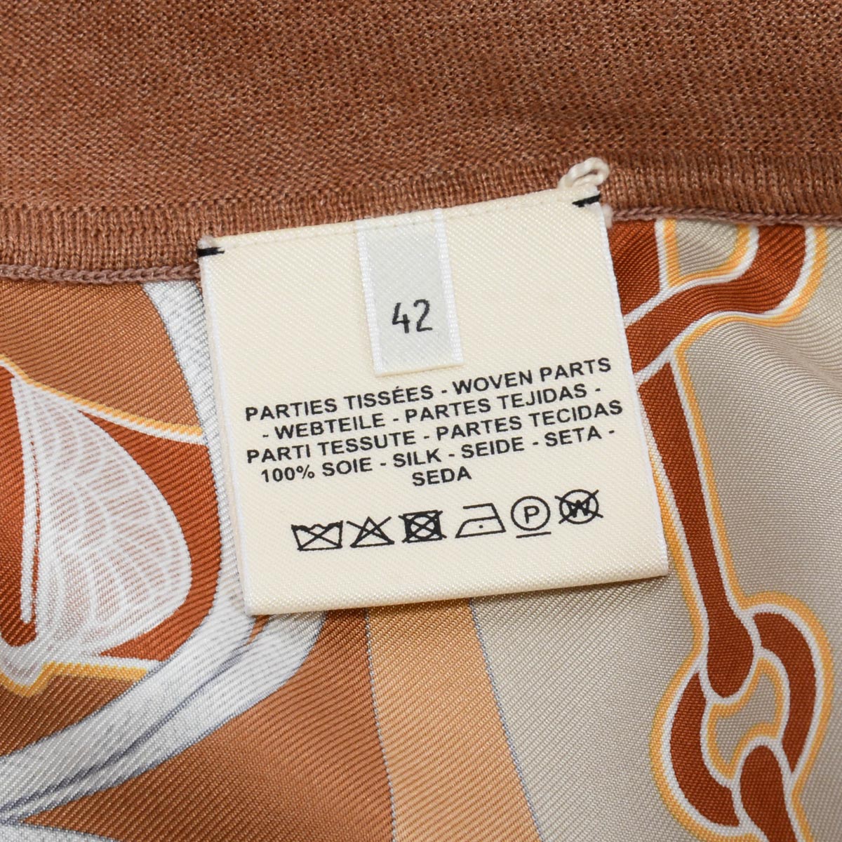 Hermes Brown Silk & Cashmere Cliquetis Belted Cardigan FR 42