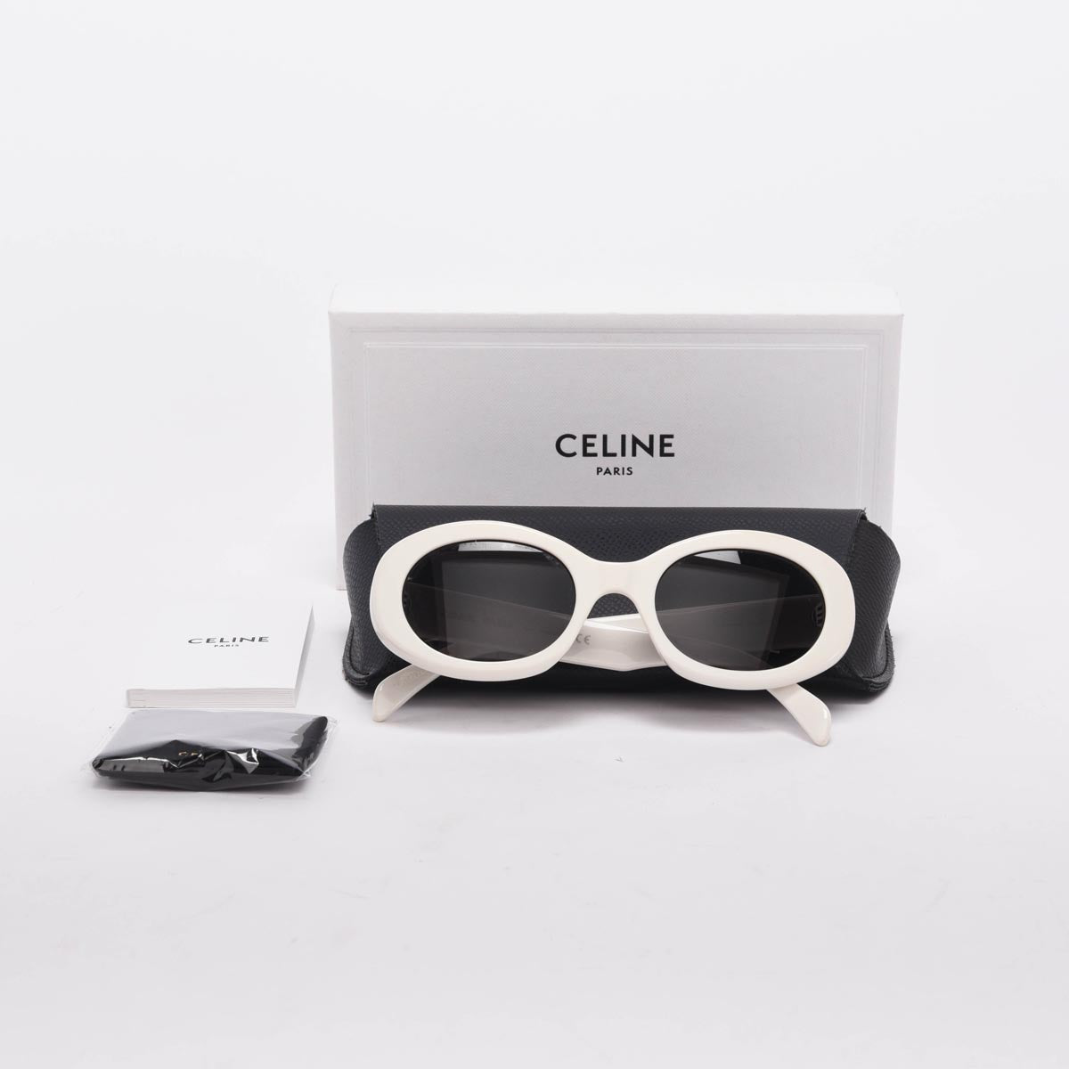 Celine White Triomphe Oval Sunglasses