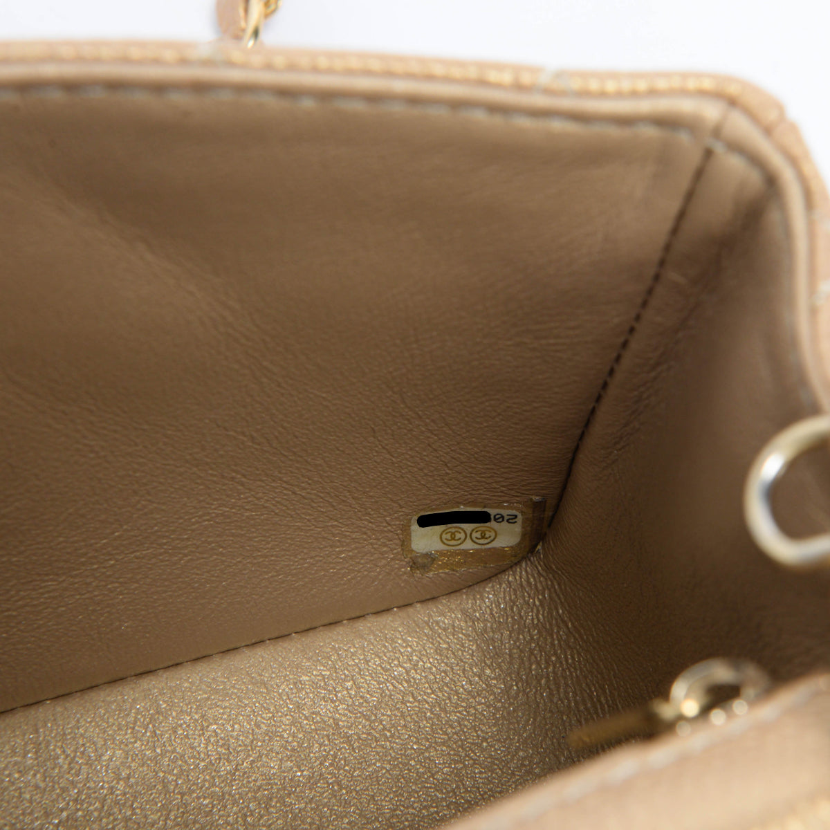 Chanel Pearly Gold Caviar Mini Rectangular Flap Bag