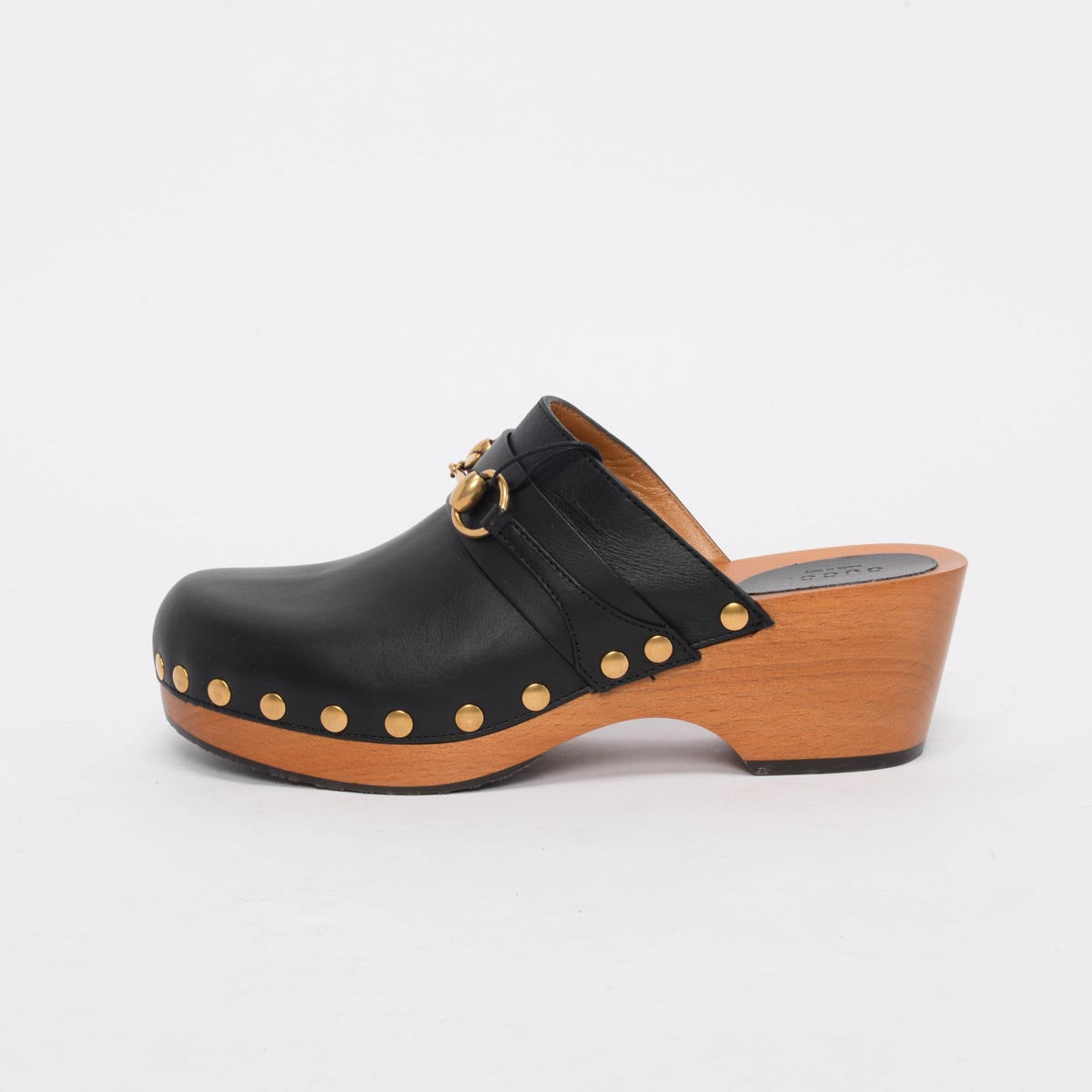 Gucci Black Calfskin Horsebit Clogs 40