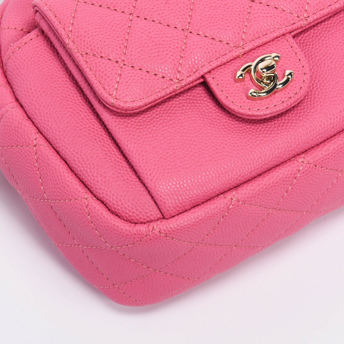 Chanel Pink Quilted Caviar CC Day Camera Case