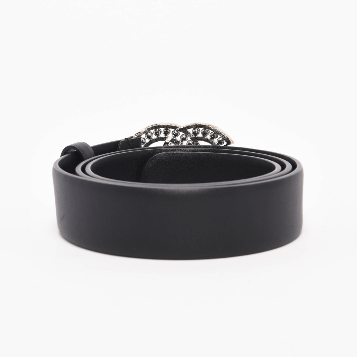Chanel Black Lambskin Black Pearl CC Belt