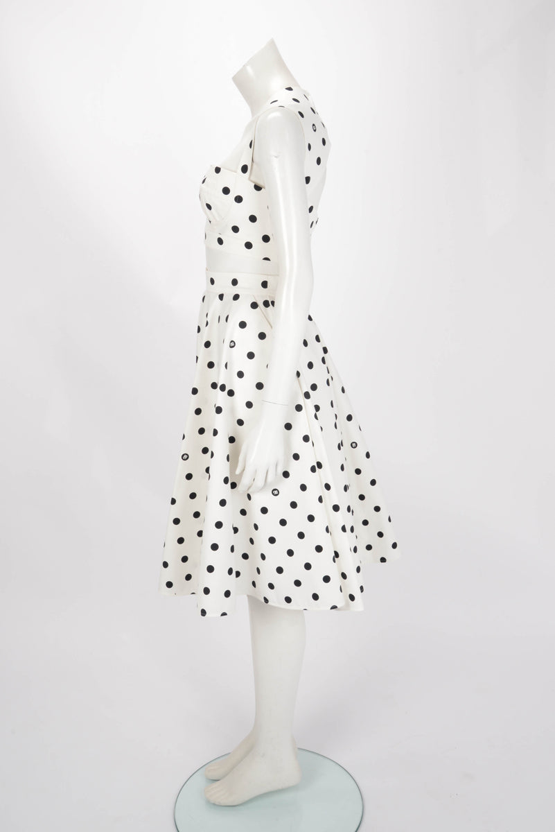 Dolce & Gabbana White Polka Dot Crop Top & Skirt IT 40