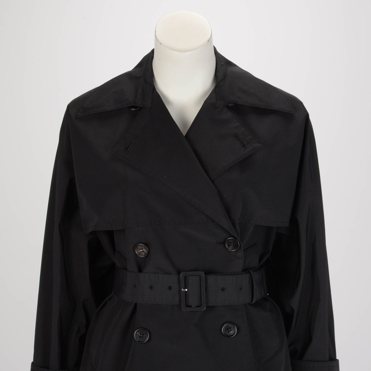 Prada Black Nylon Belted Short Trench Coat IT 36