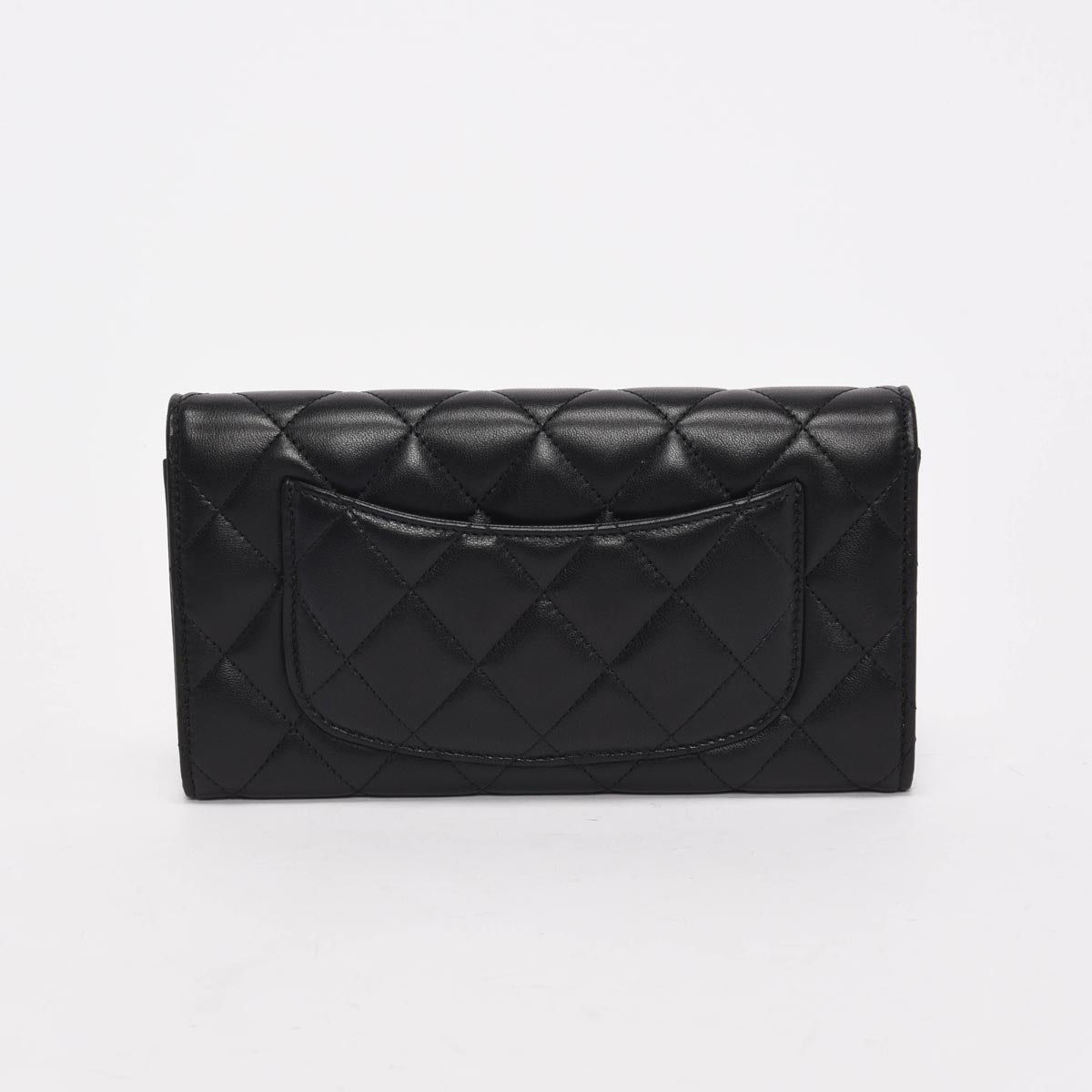 Chanel Black Quilted Lambskin Long Classic Flap Wallet