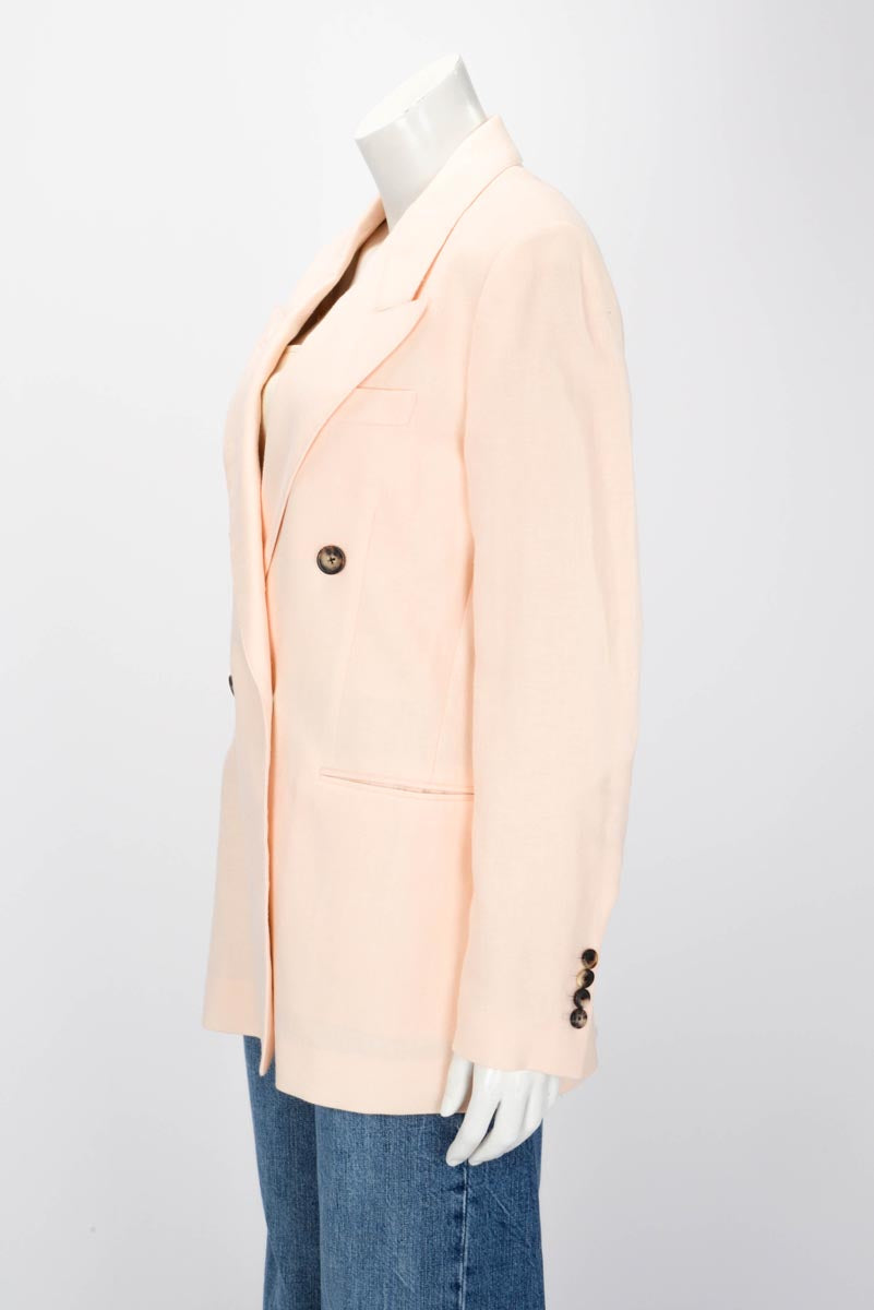 Loro Piana Honey Suckle Linen & Wool Aurora Oversized D.B. Blazer IT 42