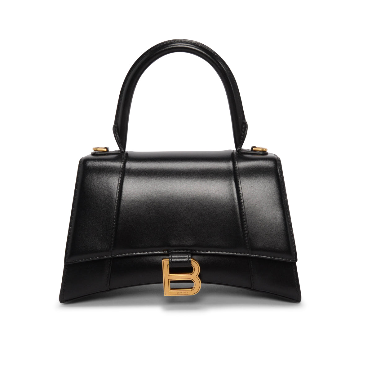 Balenciaga Black Shiny Box Calf Small Hourglass Bag