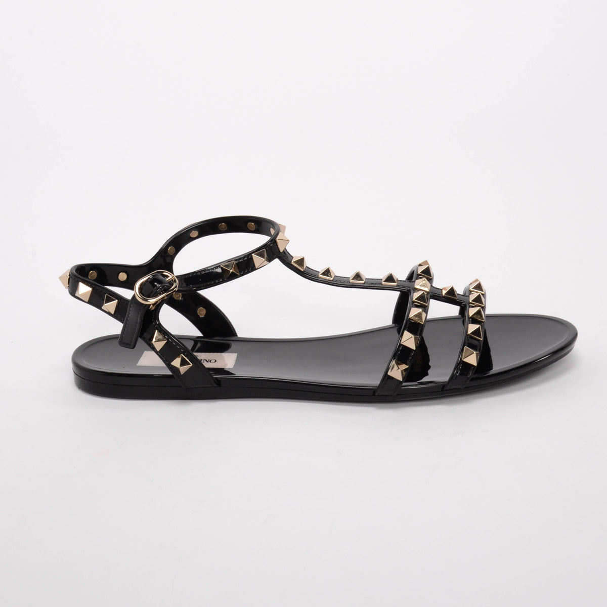 Valentino Black Rubber Rockstud Jelly Sandals 38