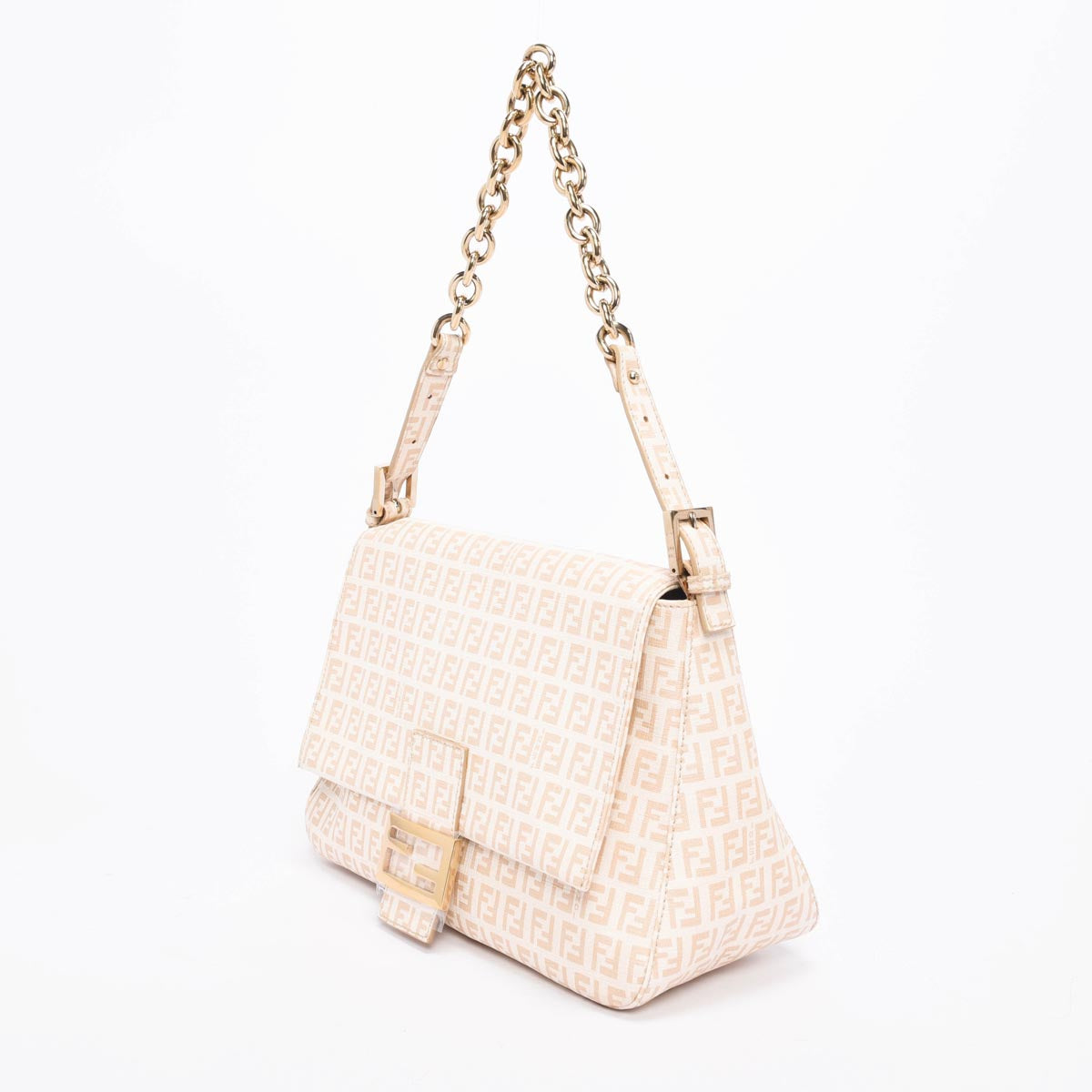 Fendi White Zucchino Canvas Mamma Baguette Bag